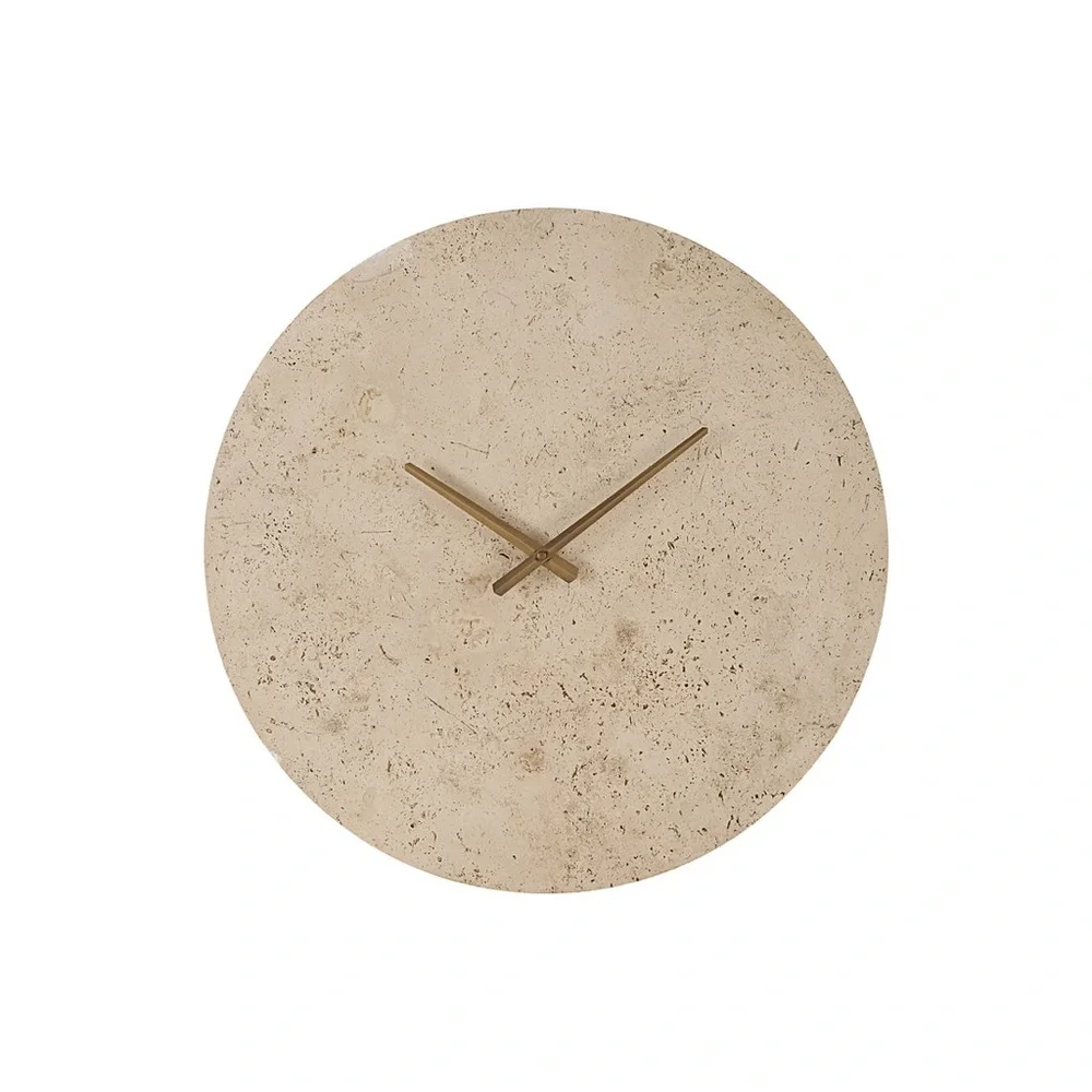Renwil‎ Fusion Minimalist LARGE Travertine Wall Clock, 22” Diameter MSRP $435